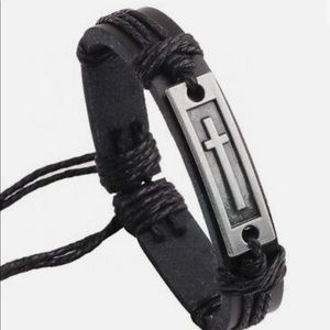 BRACELET HOLY LEATHER GUNMETAL 10” BRACELET NEW GIFT BAGGED  !!